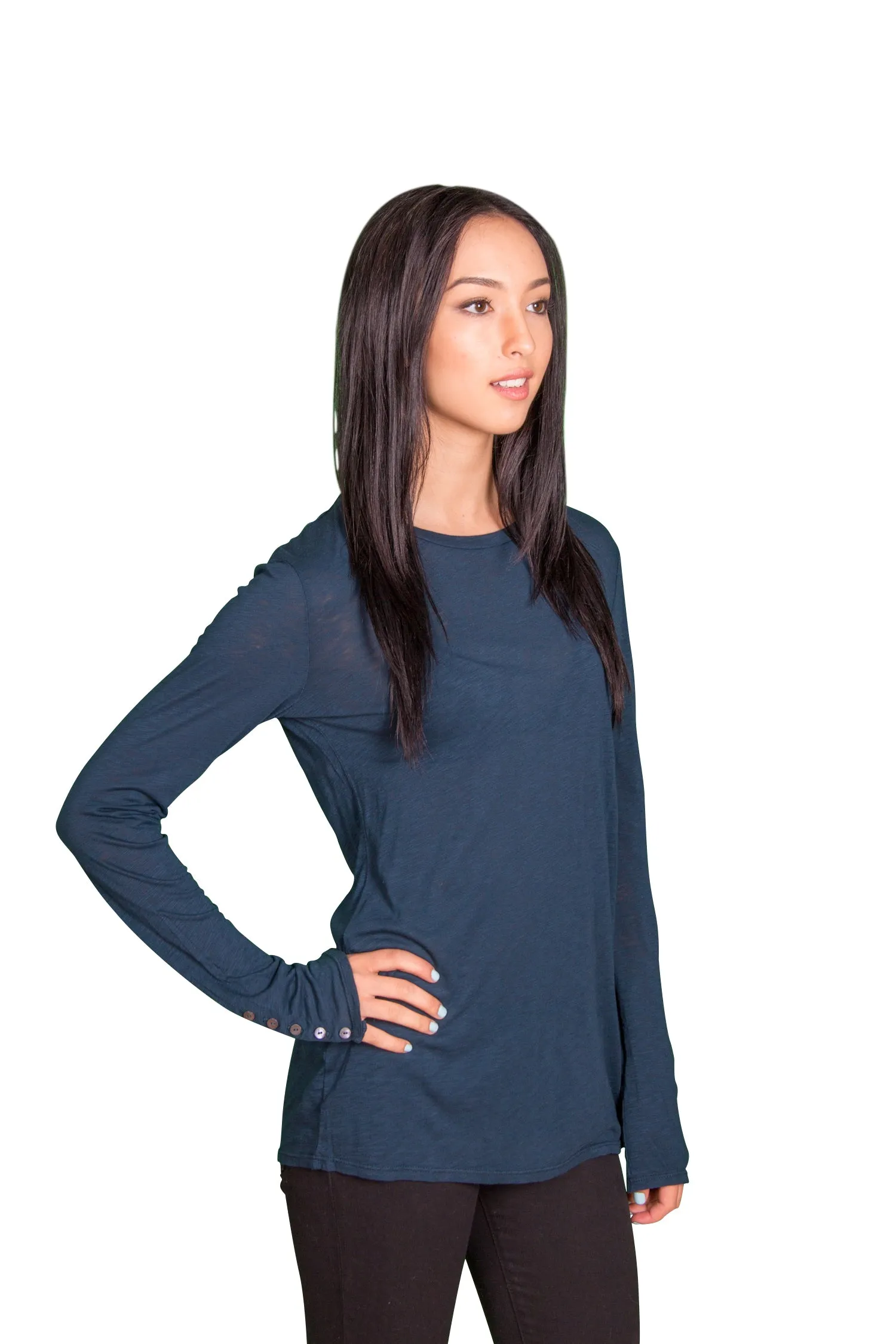 Velvet by Graham & Spencer Suella Luxe Slub Button Cuff Top
