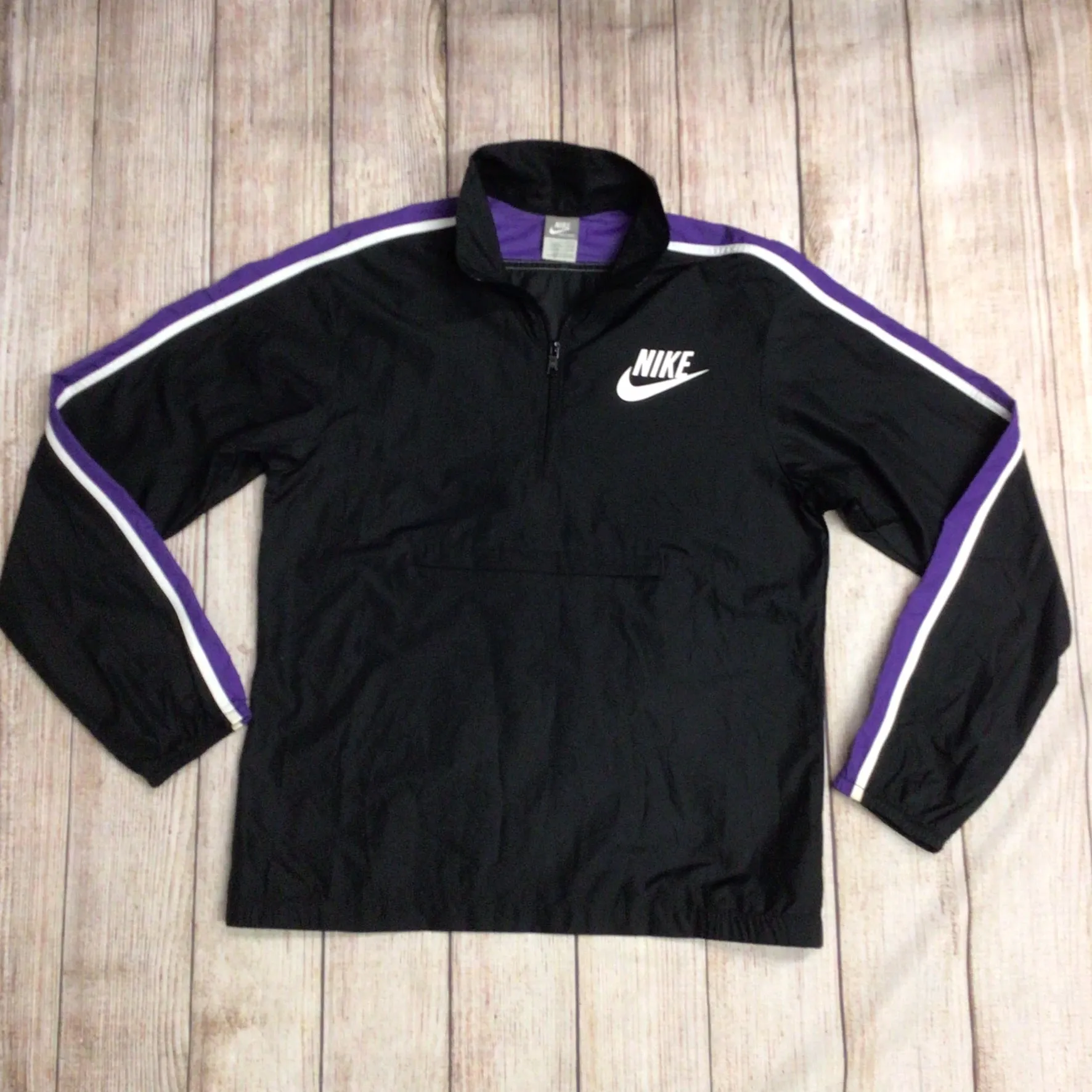 Vintage Nike Black & Purple Packable Windbreaker Jacket Size S