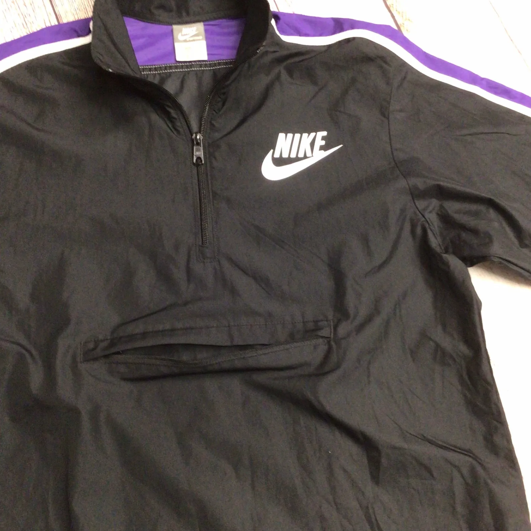 Vintage Nike Black & Purple Packable Windbreaker Jacket Size S