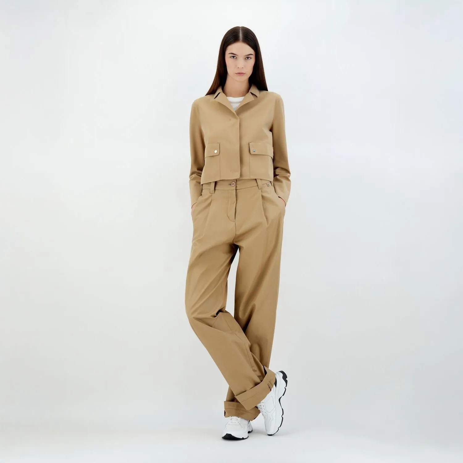 W Scuba Short Jacket Patch Pockets, Camel