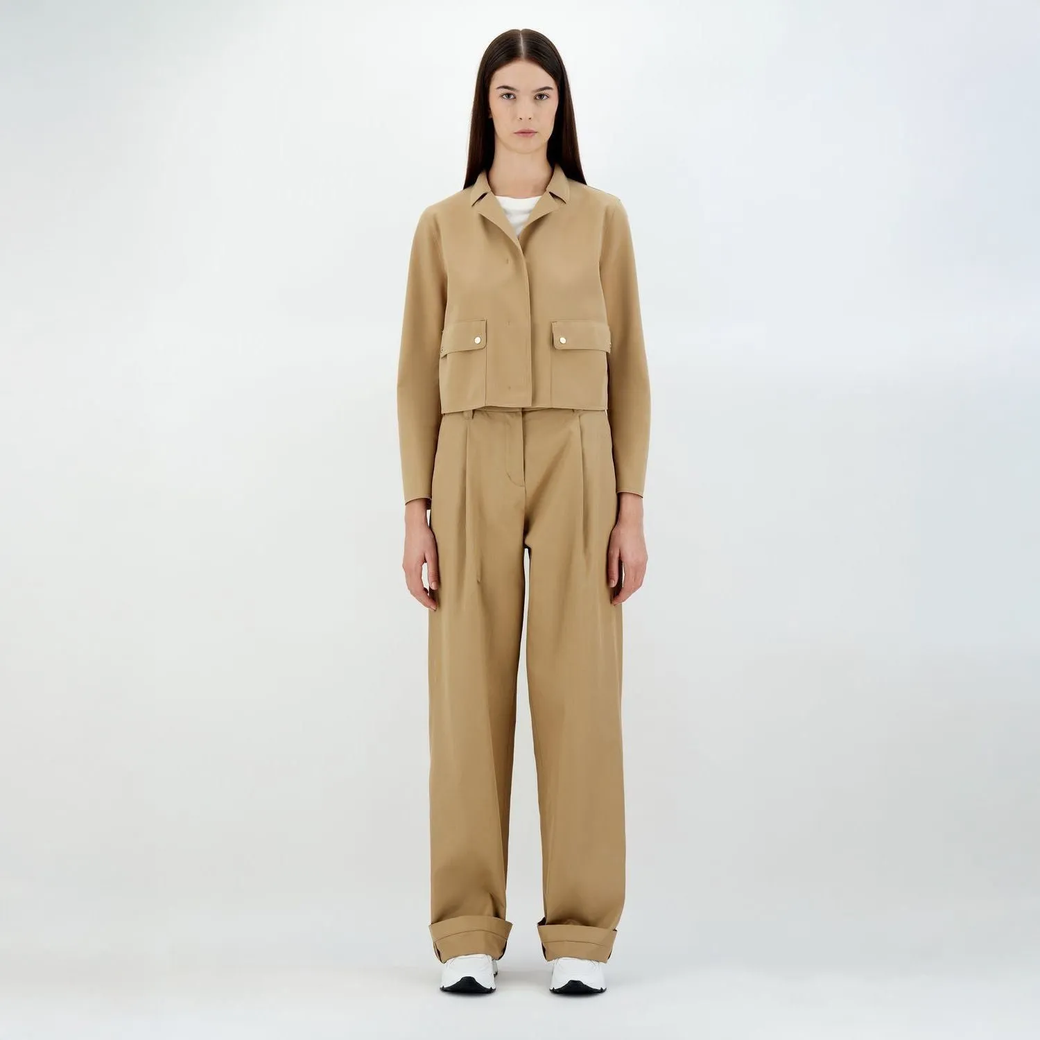 W Scuba Short Jacket Patch Pockets, Camel