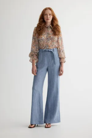 Wide leg denim pant