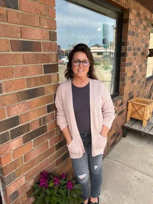 You Make Me Blush Pink Pocket Cardigan